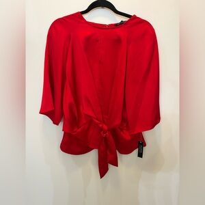 NWT Zac‎ & Rachel Red Tie Front 3/4 Sleeve Blouse - Size M